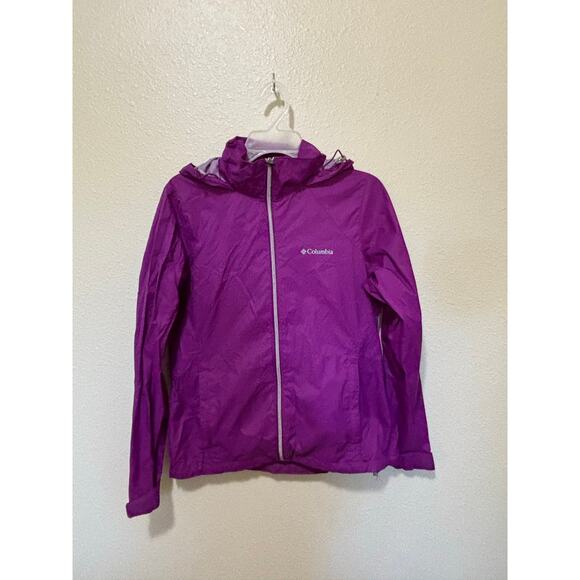 Women’s Columbia Purple Full Zip Hooded Jacket Windbreaker Rain Coat, size M - Picture 1 of 5